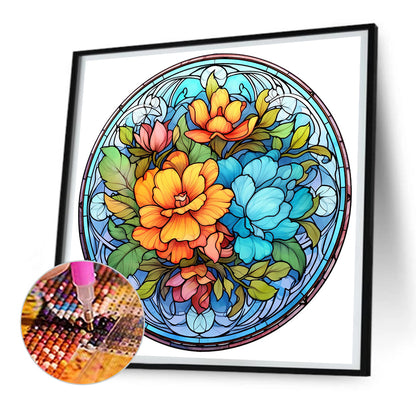 Flower Glass Painting - Full Round Drill Diamond Painting 30*30CM