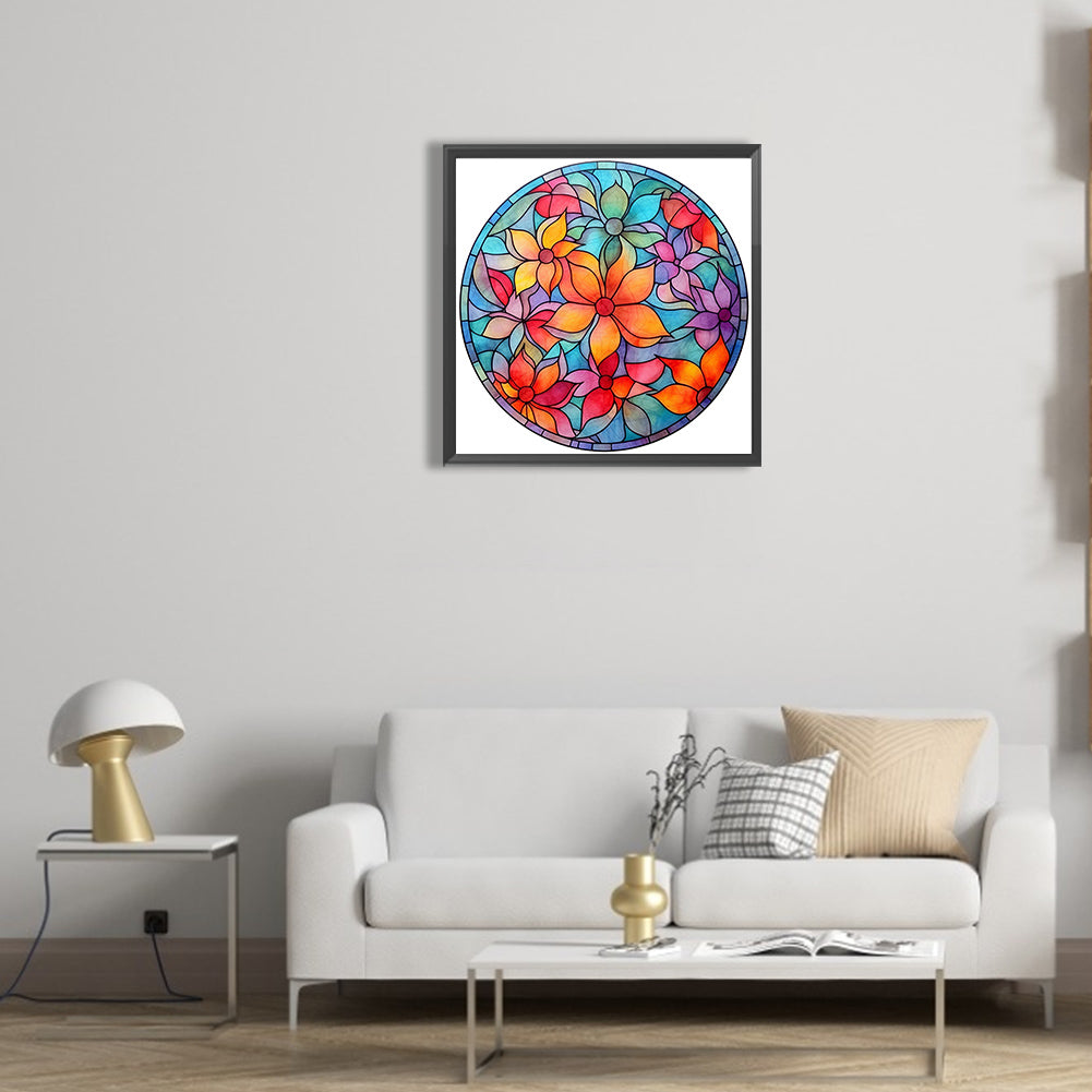 Flower Glass Painting - Full Round Drill Diamond Painting 30*30CM