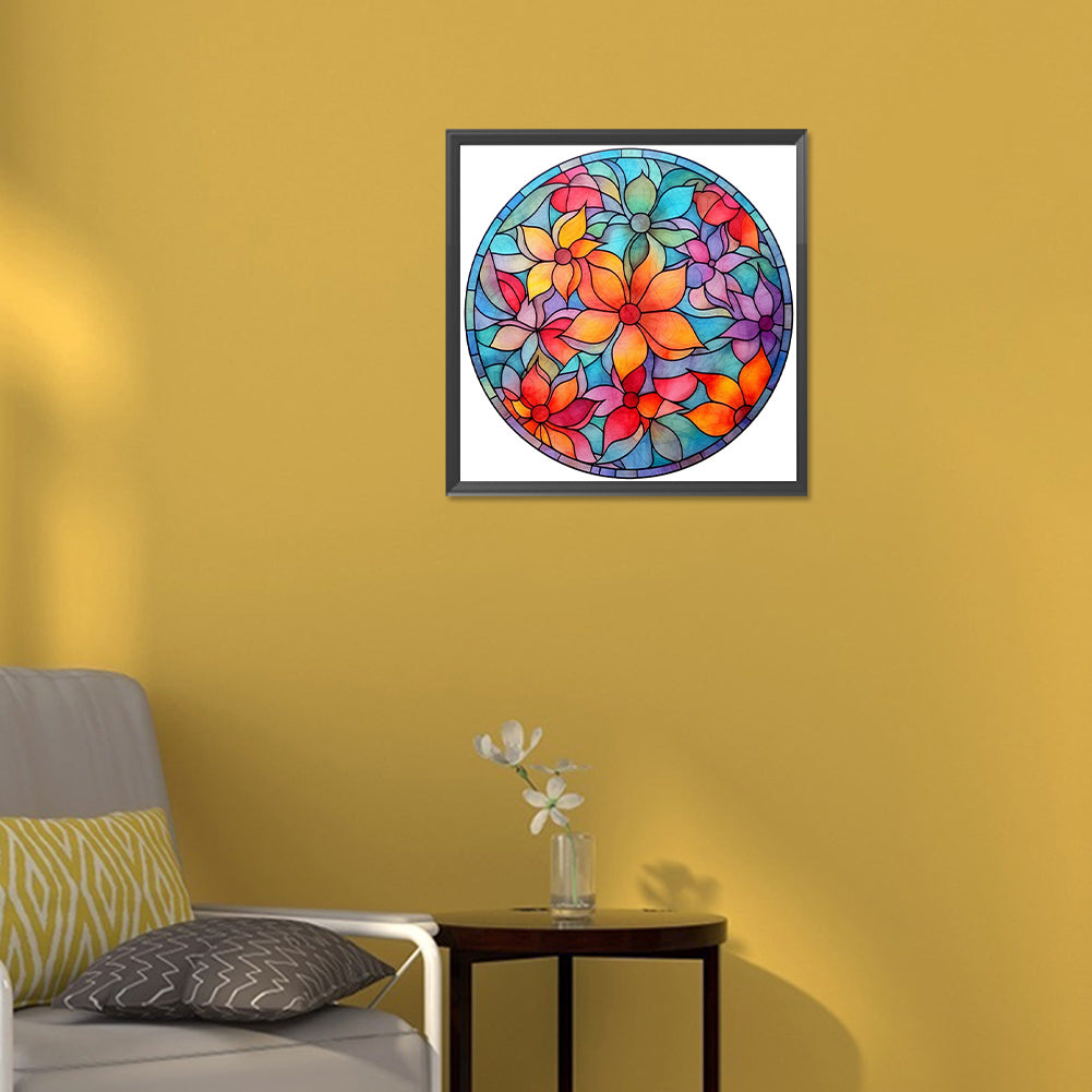 Flower Glass Painting - Full Round Drill Diamond Painting 30*30CM