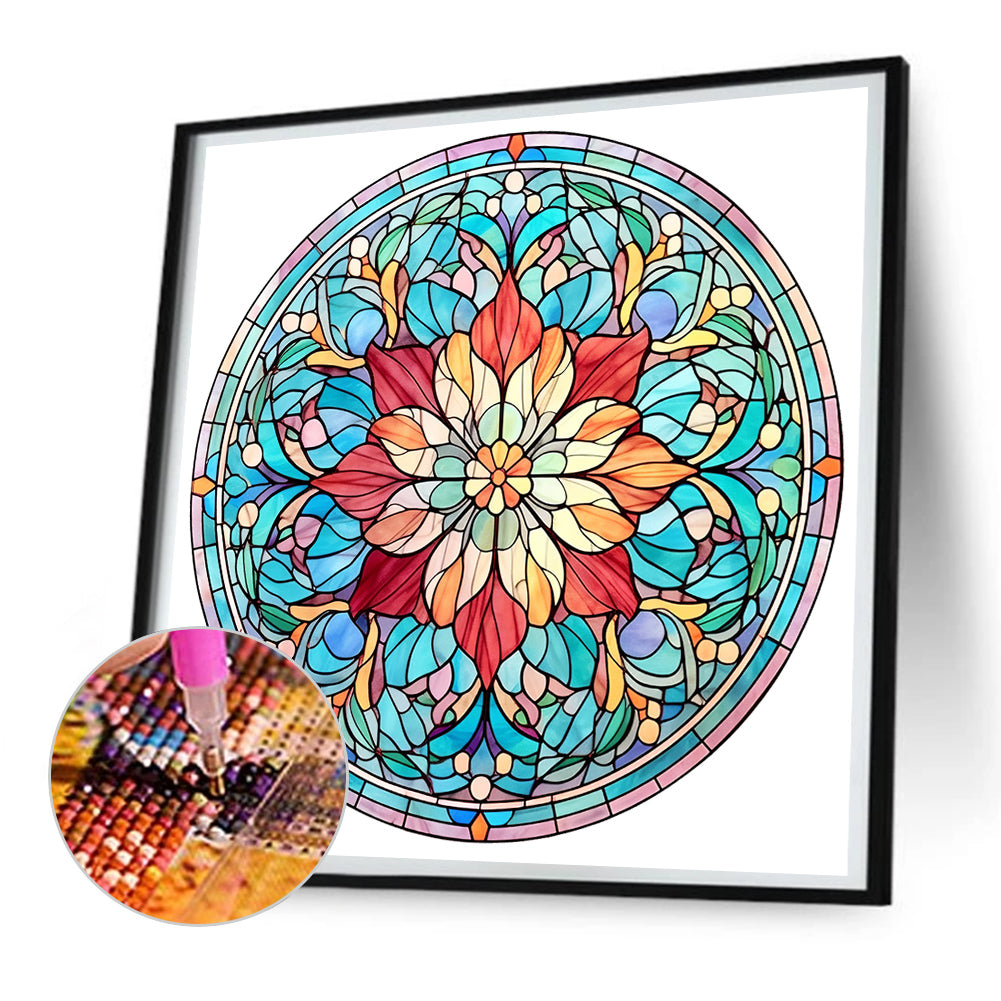 Flower Glass Painting - Full Round Drill Diamond Painting 30*30CM