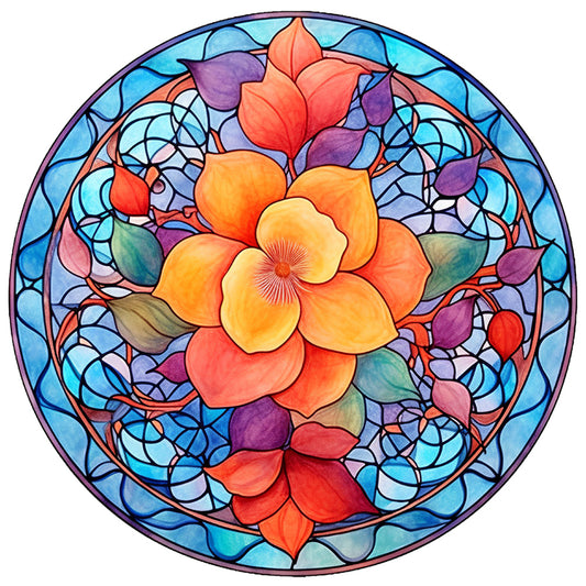 Flower Glass Painting - Full Round Drill Diamond Painting 30*30CM