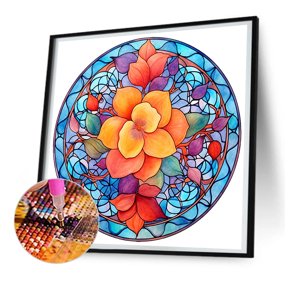 Flower Glass Painting - Full Round Drill Diamond Painting 30*30CM