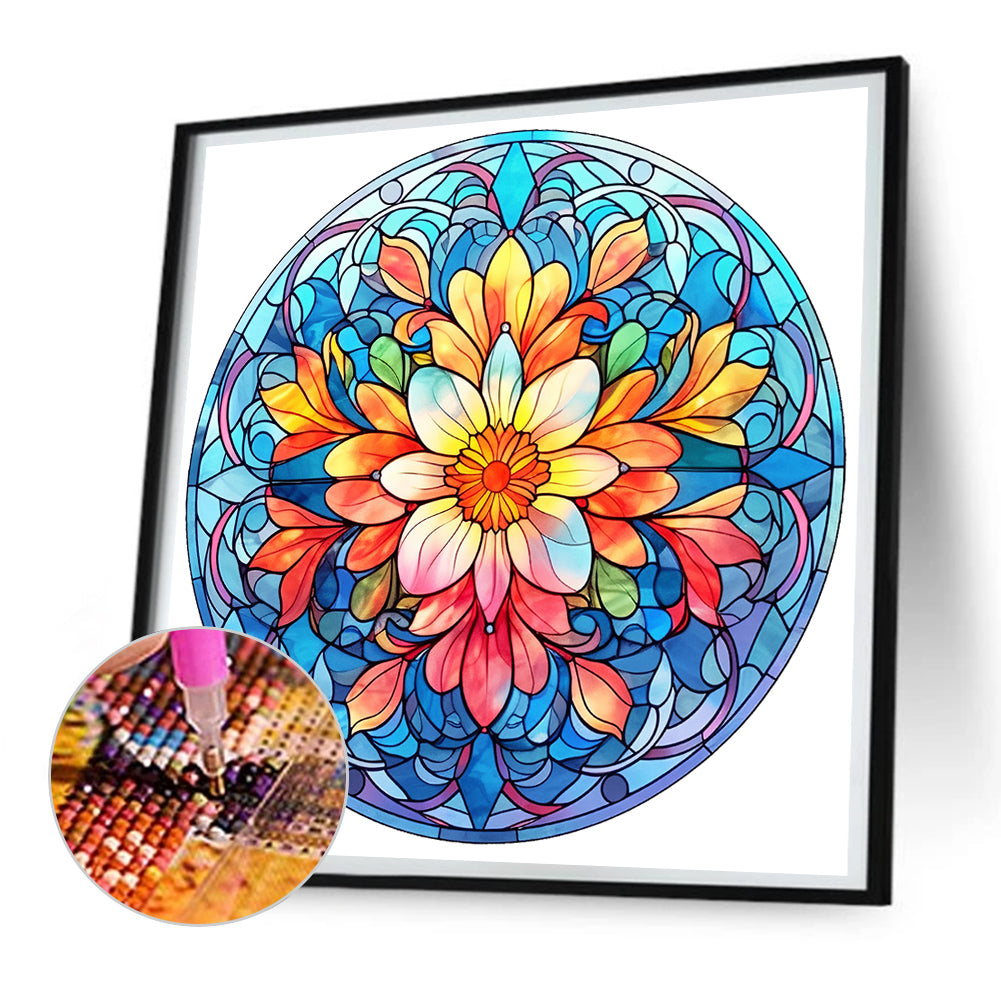 Flower Glass Painting - Full Round Drill Diamond Painting 30*30CM