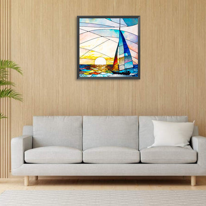 Sunset Sailboat - Full Round Drill Diamond Painting 30*30CM