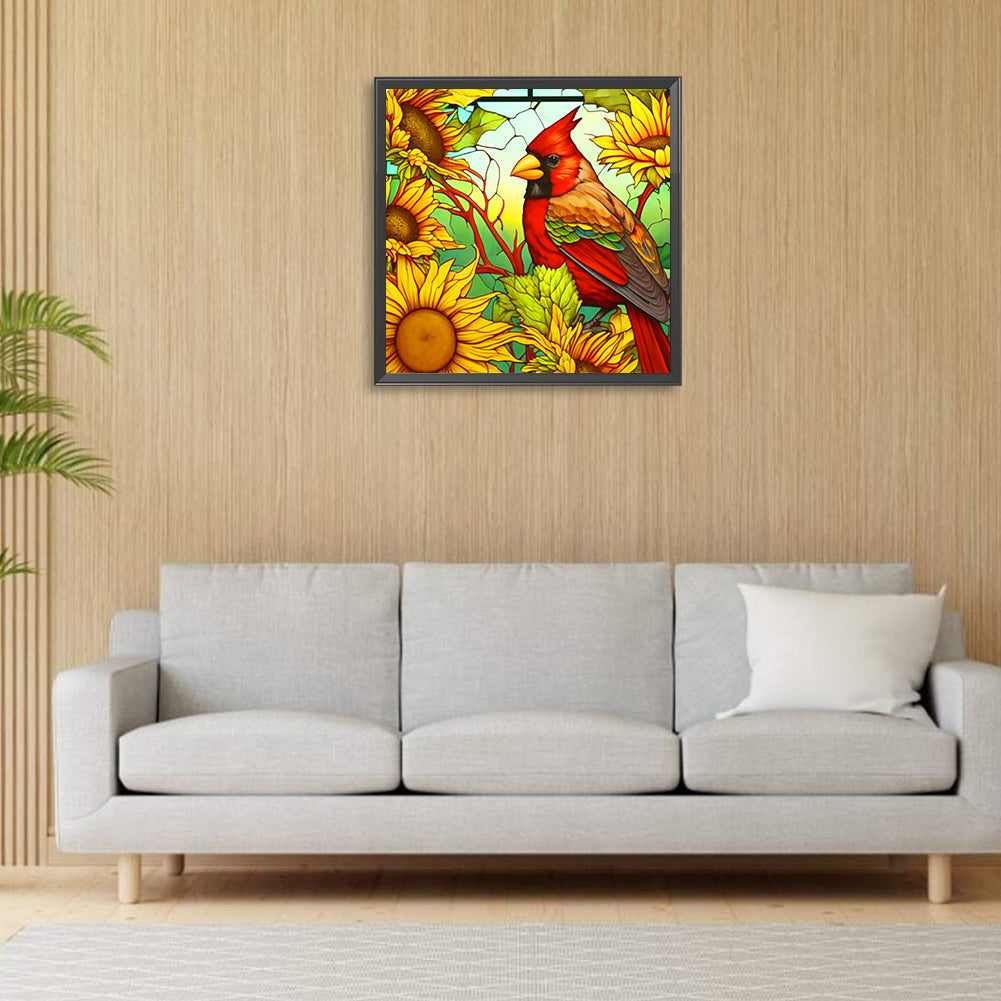 Sunflowers And Cardinals - Full Round Drill Diamond Painting 30*30CM