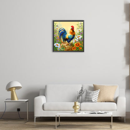 Rooster Among The Flowers - Full Round Drill Diamond Painting 30*30CM