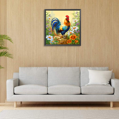 Rooster Among The Flowers - Full Round Drill Diamond Painting 30*30CM