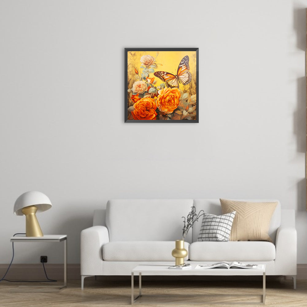 Flowers And Butterflies - Full Round Drill Diamond Painting 30*30CM