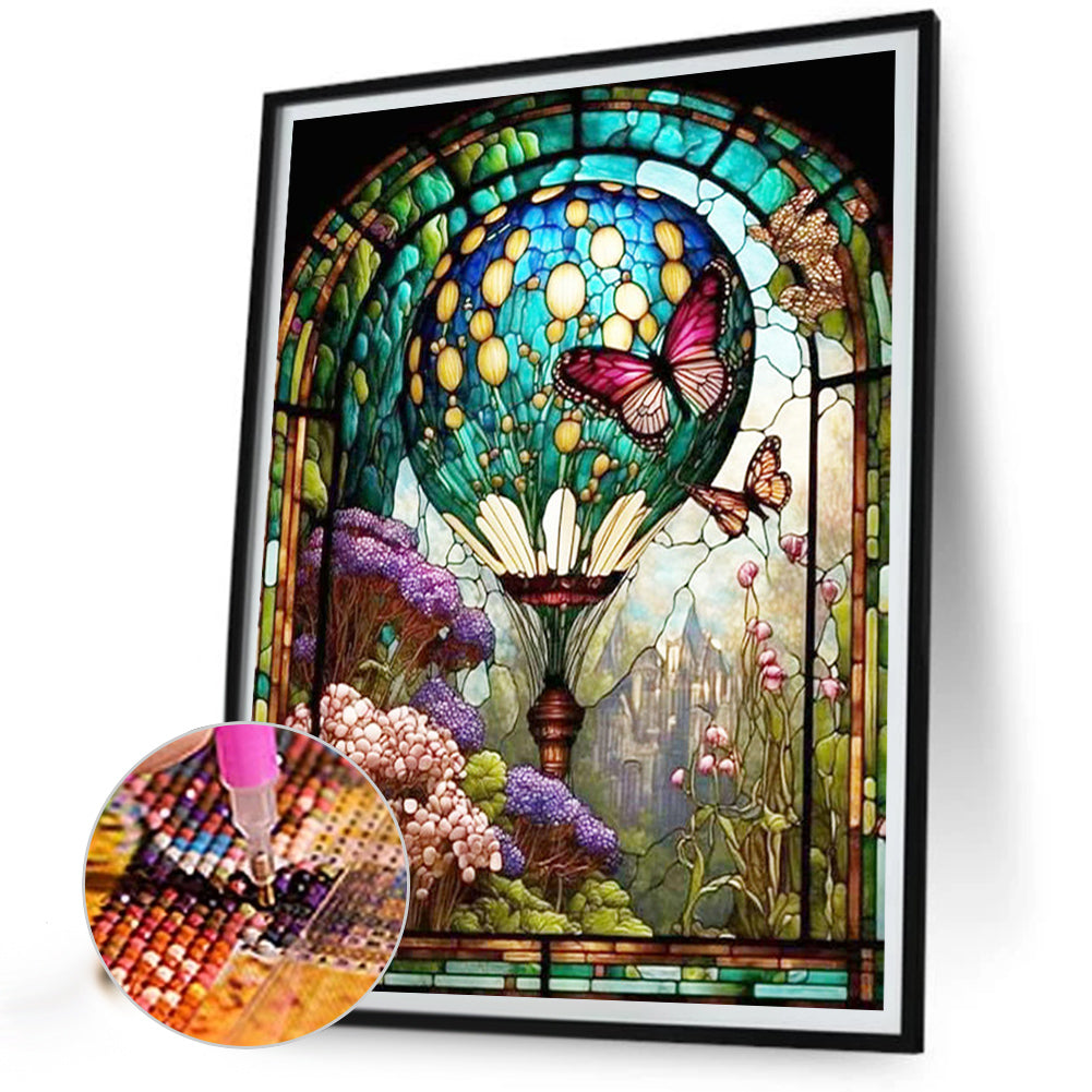 Glass Painting - Hot Air Balloon - Full Square Drill Diamond Painting 40*50CM