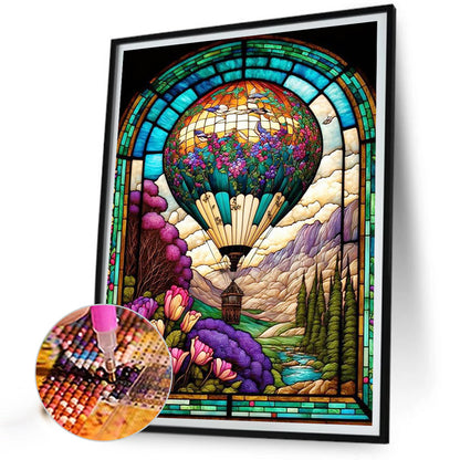 Glass Painting - Hot Air Balloon - Full Square Drill Diamond Painting 40*50CM