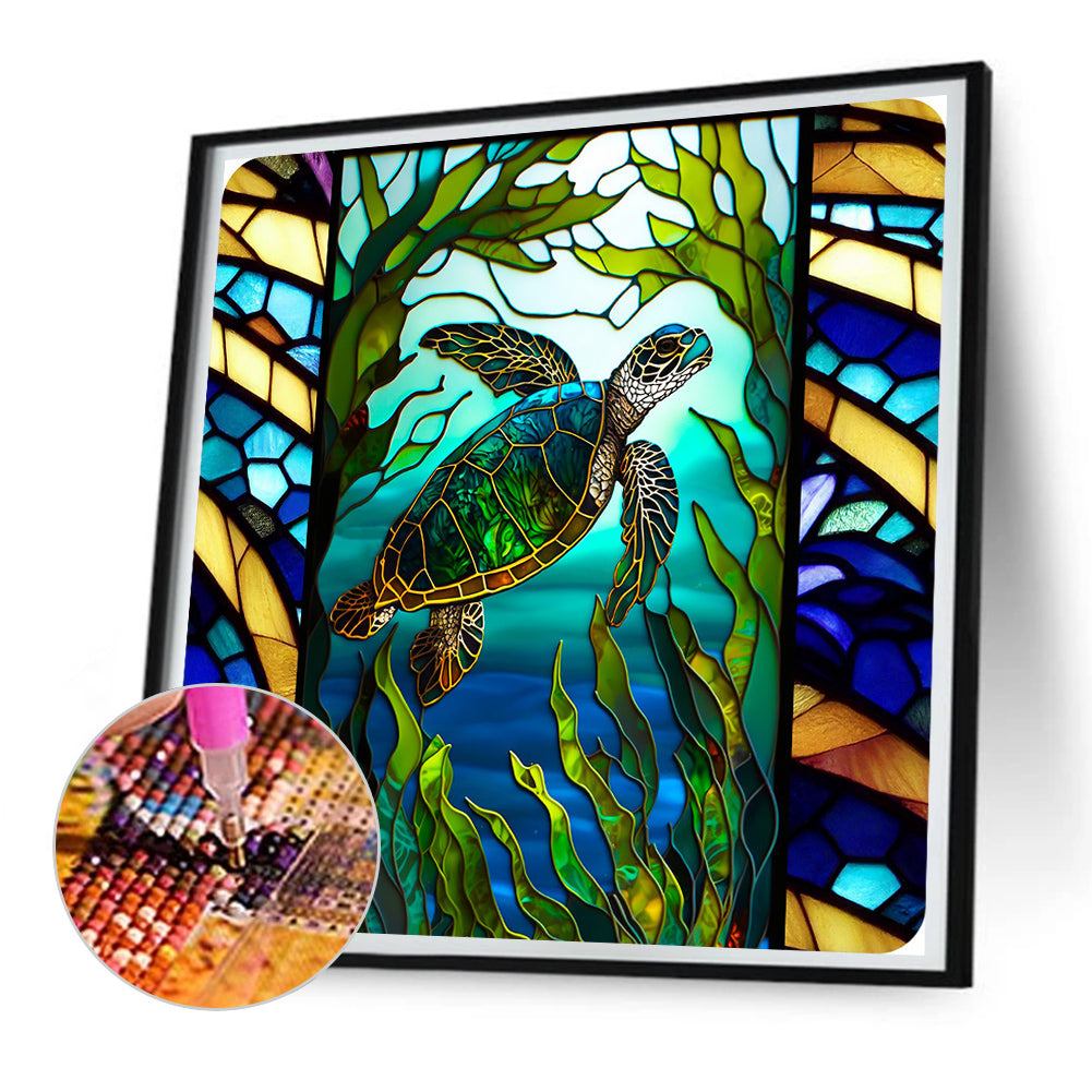 Marine Life Glass Painting - Full Round Drill Diamond Painting 30*30CM