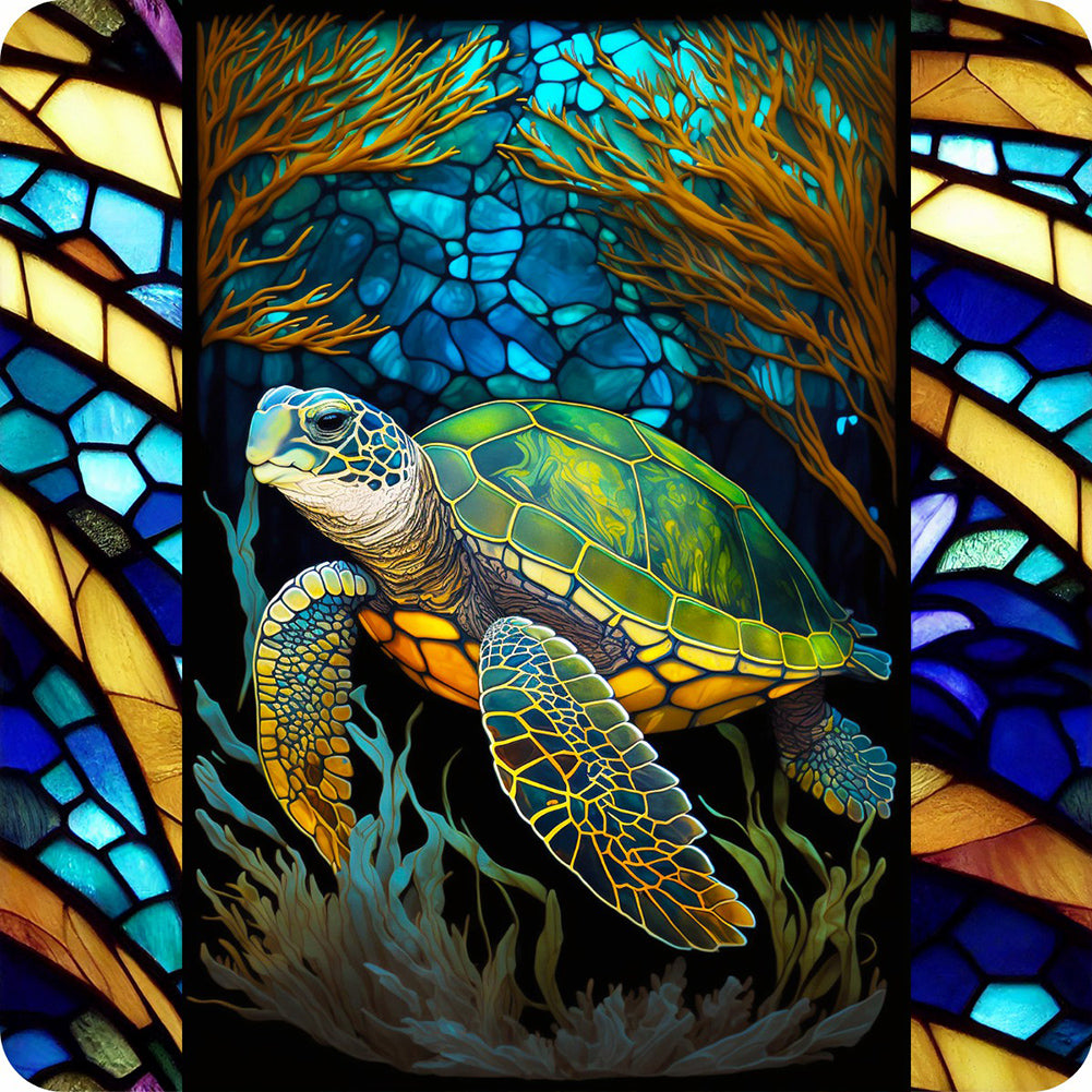 Marine Life Glass Painting - Full Round Drill Diamond Painting 30*30CM