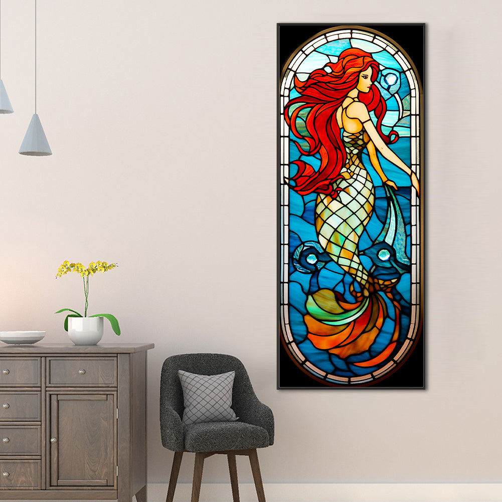 Mermaid Glass Painting - Full Round Drill Diamond Painting 40*100CM