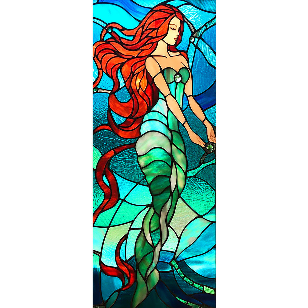 Mermaid Glass Painting - Full Round Drill Diamond Painting 40*100CM