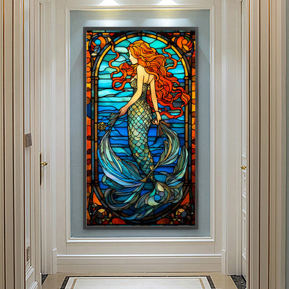 Mermaid Glass Painting - Full Round Drill Diamond Painting 40*70CM