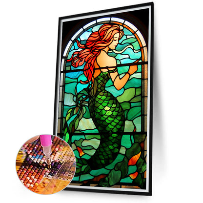 Mermaid Glass Painting - Full Round Drill Diamond Painting 40*70CM