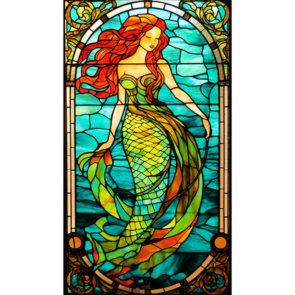 Mermaid Glass Painting - Full Round Drill Diamond Painting 40*70CM