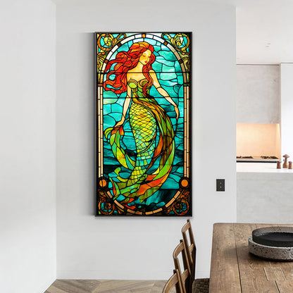 Mermaid Glass Painting - Full Round Drill Diamond Painting 40*70CM