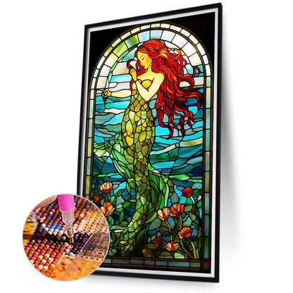 Mermaid Glass Painting - Full Round Drill Diamond Painting 40*70CM