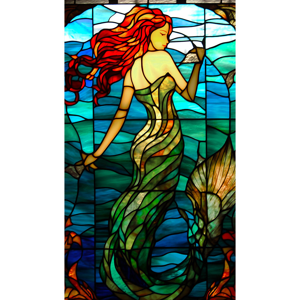 Mermaid Glass Painting - Full Round Drill Diamond Painting 40*70CM