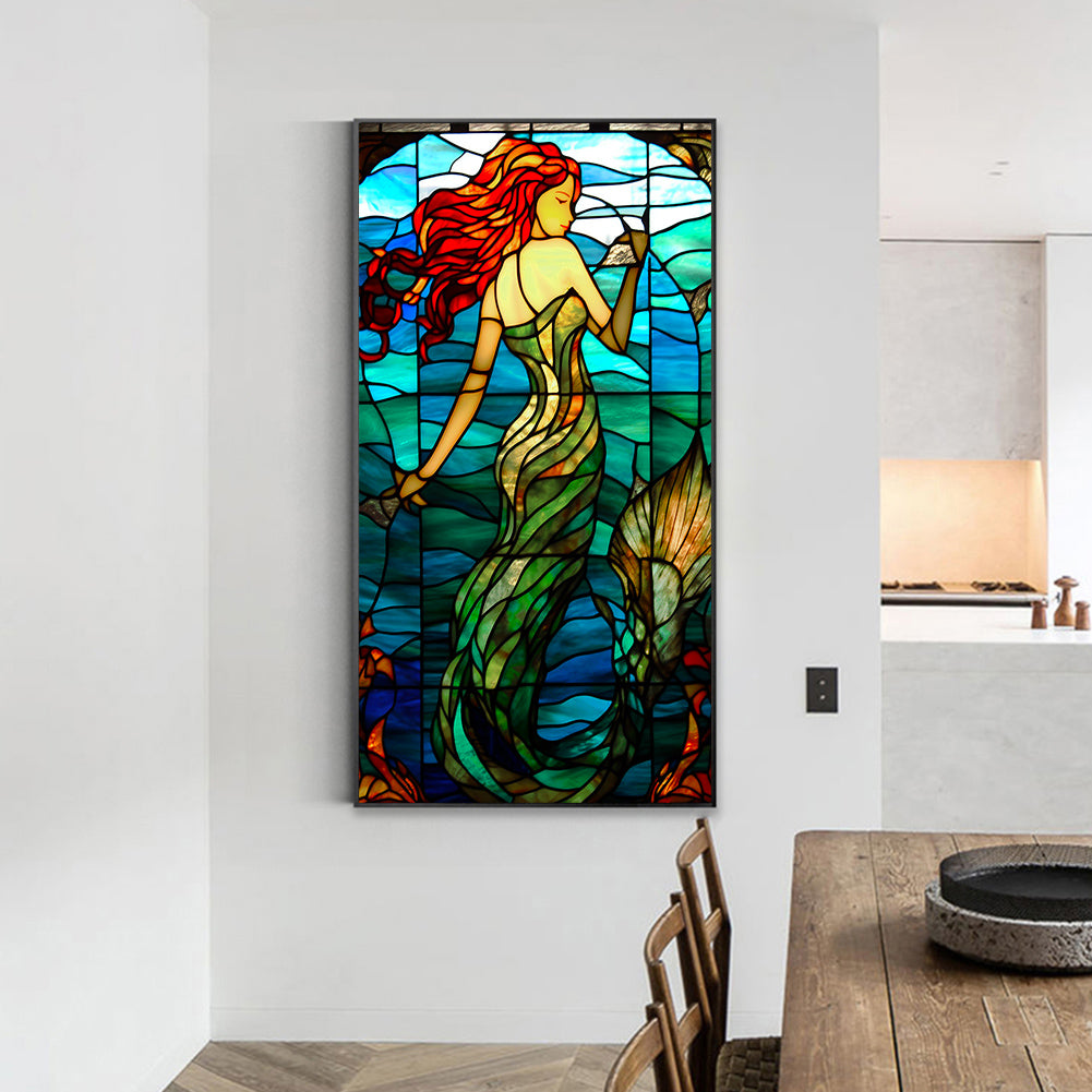 Mermaid Glass Painting - Full Round Drill Diamond Painting 40*70CM