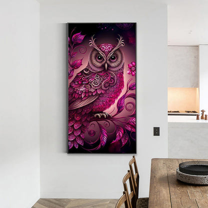 Pink Metallic Owl - Full Round Drill Diamond Painting 40*70CM
