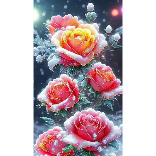 Snow Rose - Full Round Drill Diamond Painting 40*70CM