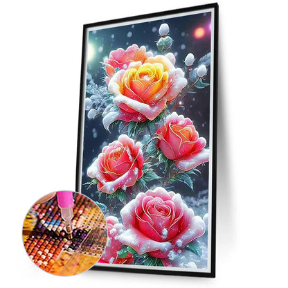 Snow Rose - Full Round Drill Diamond Painting 40*70CM