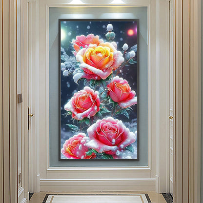 Snow Rose - Full Round Drill Diamond Painting 40*70CM