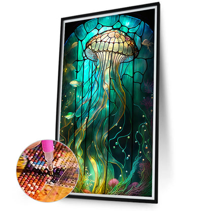 Jellyfish Glass Painting - Full Round Drill Diamond Painting 40*70CM