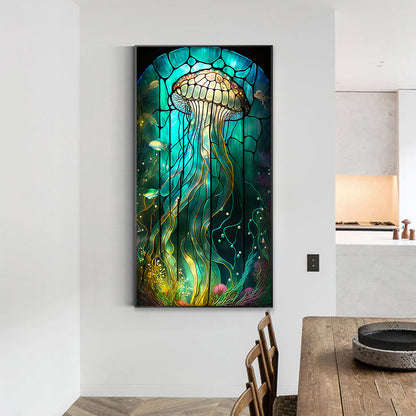 Jellyfish Glass Painting - Full Round Drill Diamond Painting 40*70CM