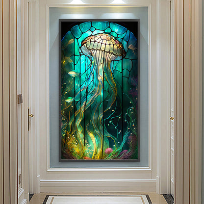 Jellyfish Glass Painting - Full Round Drill Diamond Painting 40*70CM