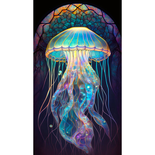 Jellyfish Glass Painting - Full Round Drill Diamond Painting 40*70CM