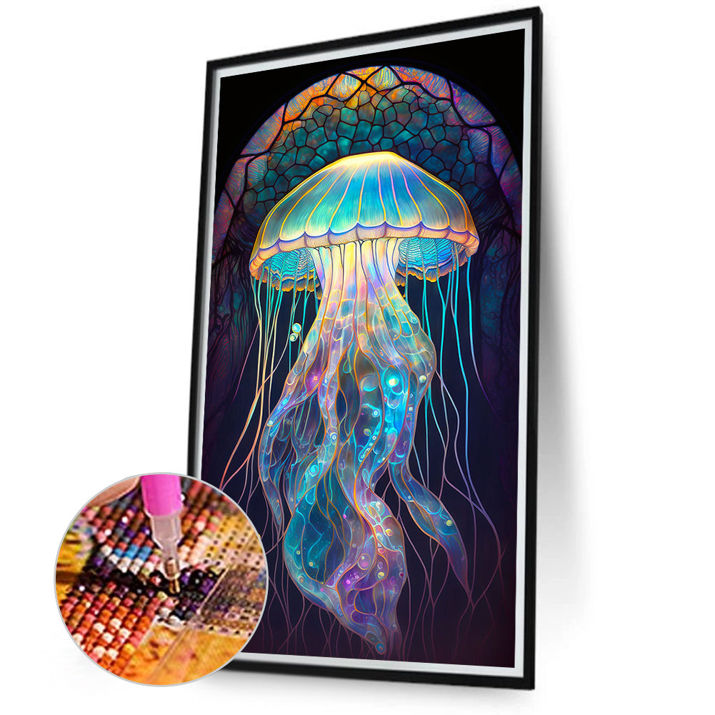 Jellyfish Glass Painting - Full Round Drill Diamond Painting 40*70CM