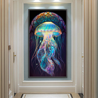 Jellyfish Glass Painting - Full Round Drill Diamond Painting 40*70CM