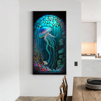 Jellyfish Glass Painting - Full Round Drill Diamond Painting 40*70CM