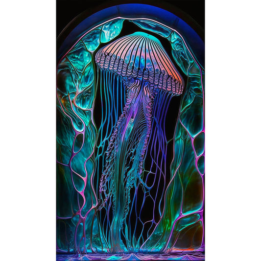 Jellyfish Glass Painting - Full Round Drill Diamond Painting 40*70CM