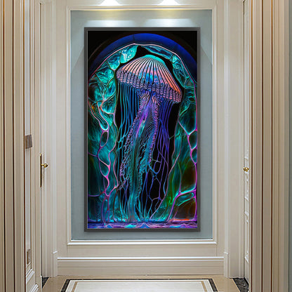 Jellyfish Glass Painting - Full Round Drill Diamond Painting 40*70CM