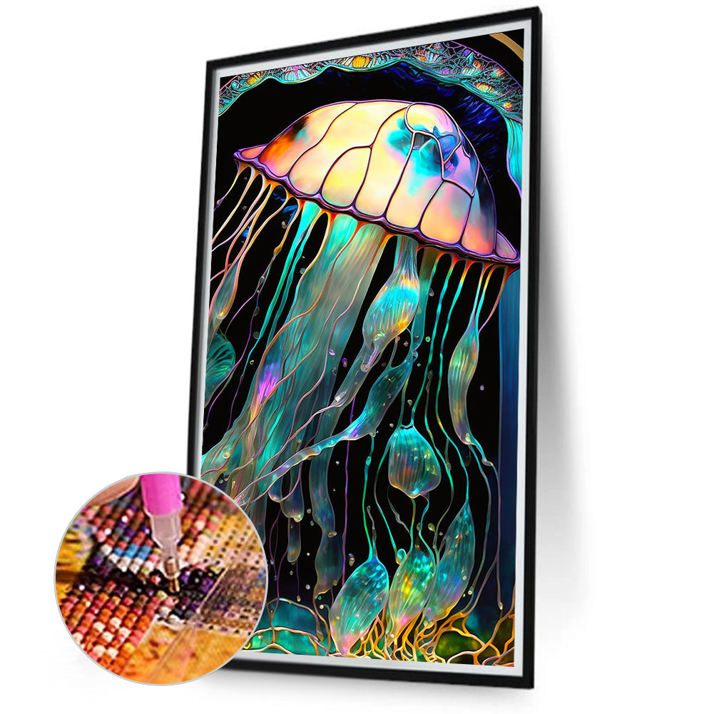 Jellyfish Glass Painting - Full Round Drill Diamond Painting 40*70CM