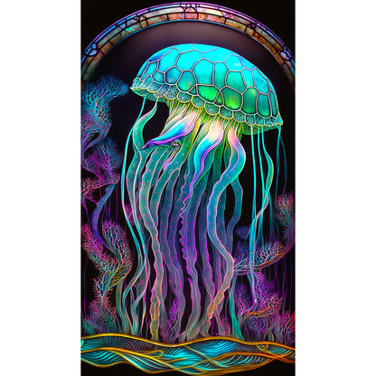 Jellyfish Glass Painting - Full Round Drill Diamond Painting 40*70CM