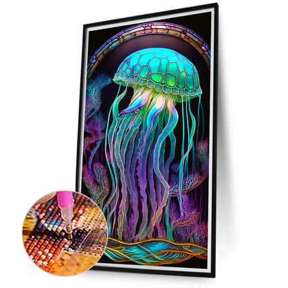 Jellyfish Glass Painting - Full Round Drill Diamond Painting 40*70CM