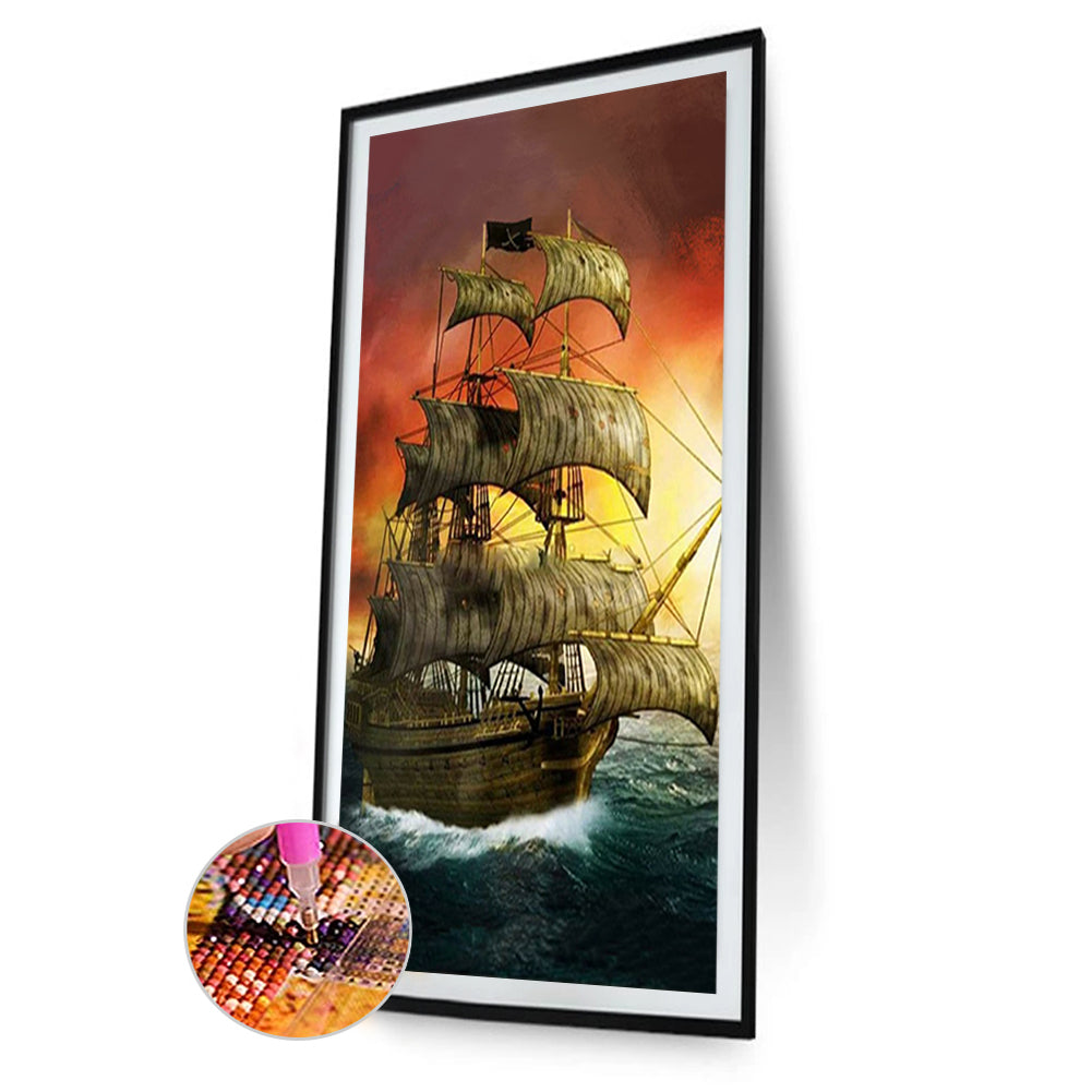 Sailboat - Full Round Drill Diamond Painting 40*70CM