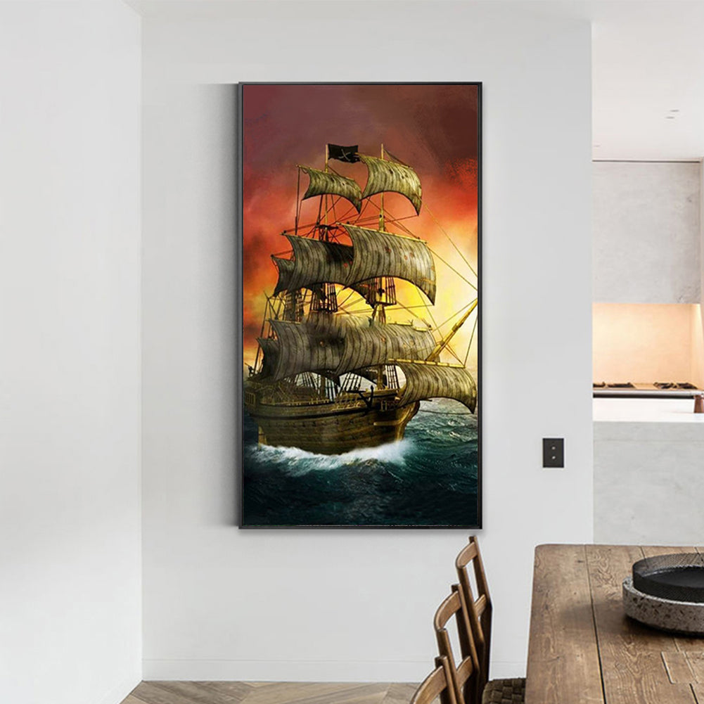 Sailboat - Full Round Drill Diamond Painting 40*70CM