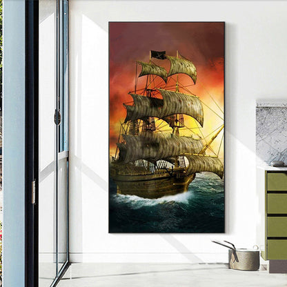 Sailboat - Full Round Drill Diamond Painting 40*70CM