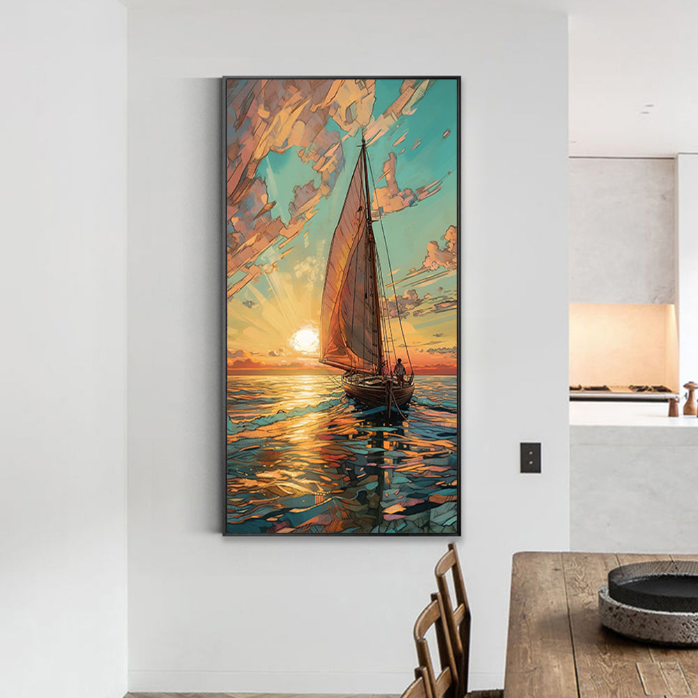 Sailboat - Full Round Drill Diamond Painting 40*80CM