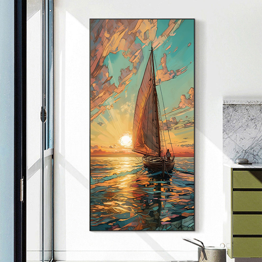 Sailboat - Full Round Drill Diamond Painting 40*80CM