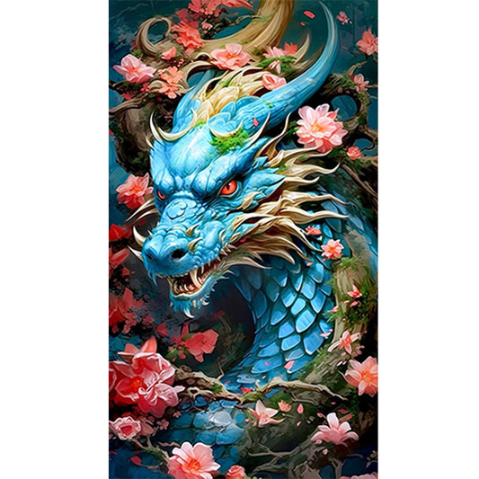 Flower And Dragon - Full Round Drill Diamond Painting 45*80CM