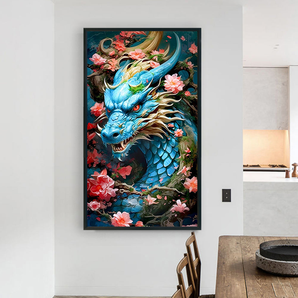 Flower And Dragon - Full Round Drill Diamond Painting 45*80CM
