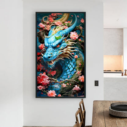 Flower And Dragon - Full Round Drill Diamond Painting 45*80CM