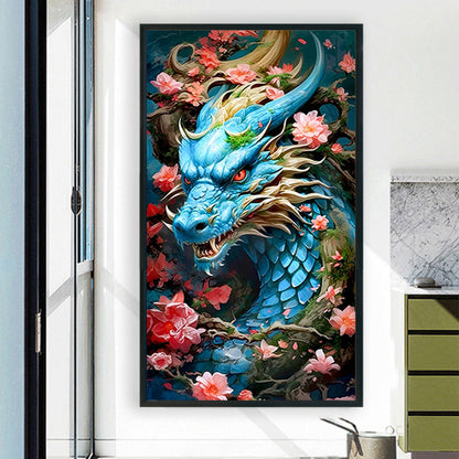 Flower And Dragon - Full Round Drill Diamond Painting 45*80CM